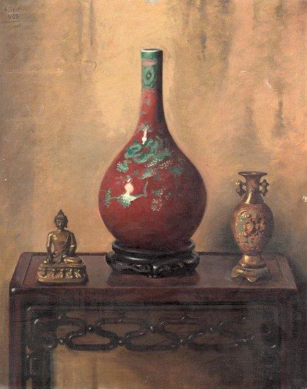 Hubert Vos Red Chinese Vase oil painting picture